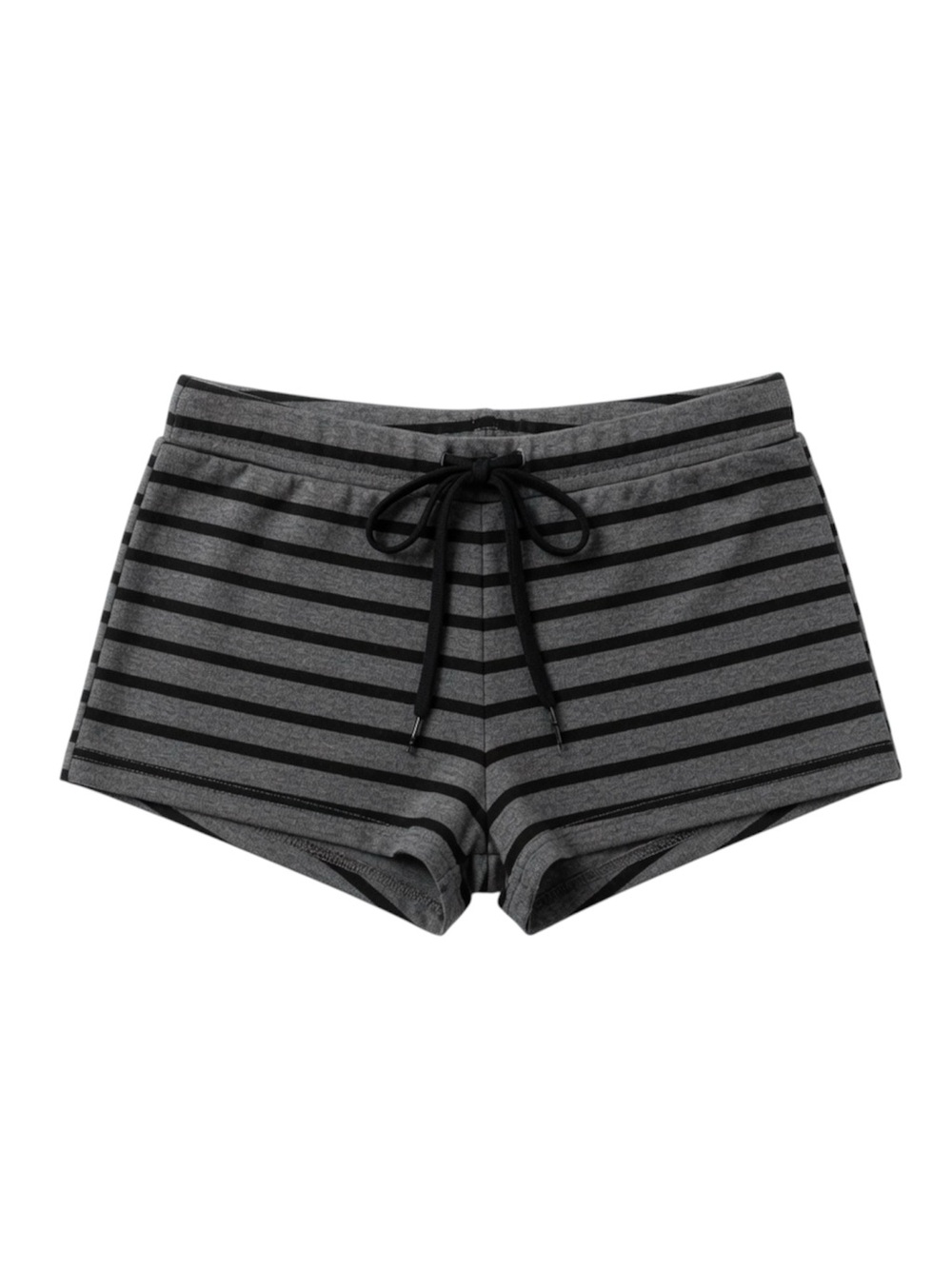 YHUCTRE Grey Mini Shorts with Black Pin Stripes & Black Drawstring Size Medium